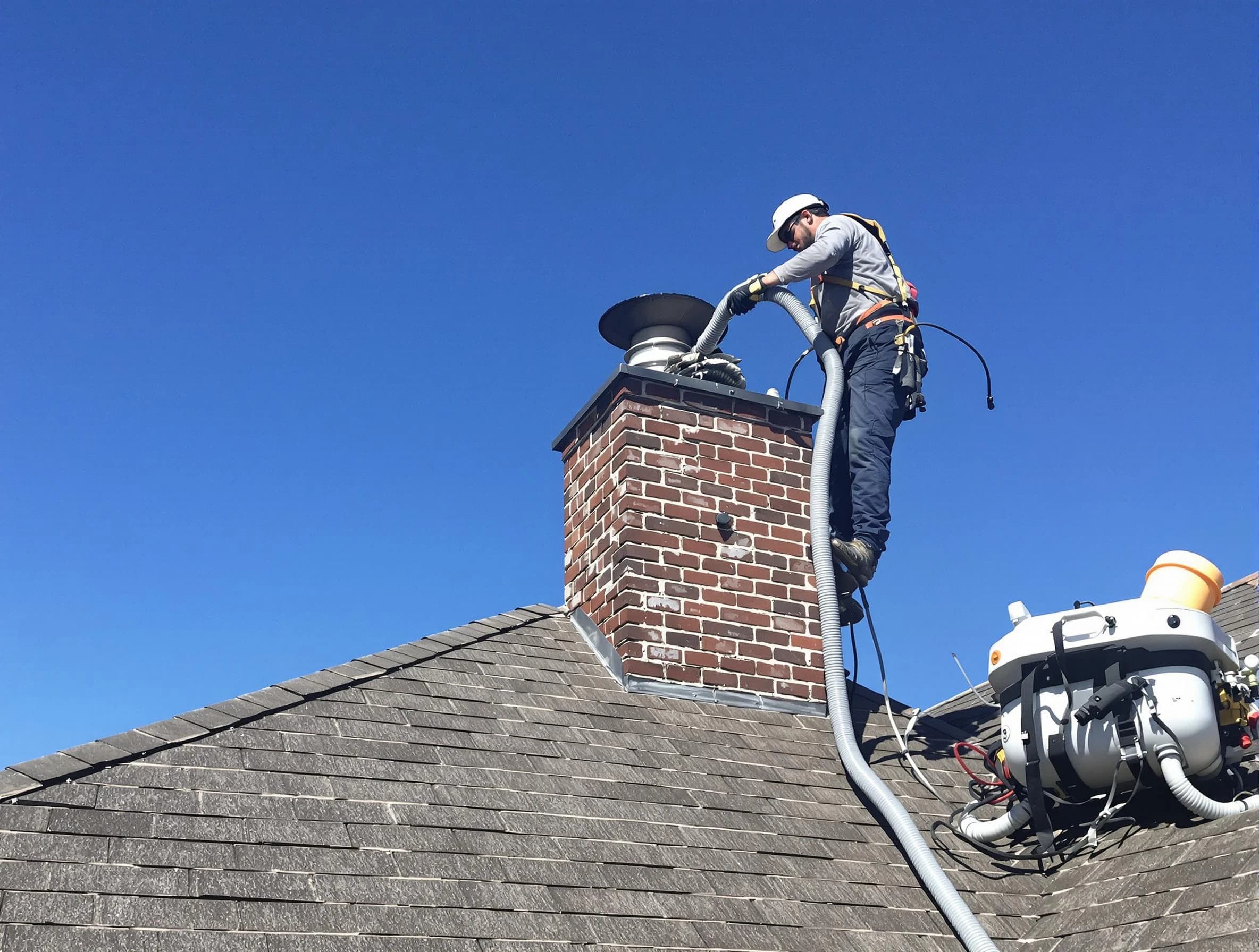 Dedicated Marlboro Chimney Sweep team member cleaning a chimney in Marlboro, NJ