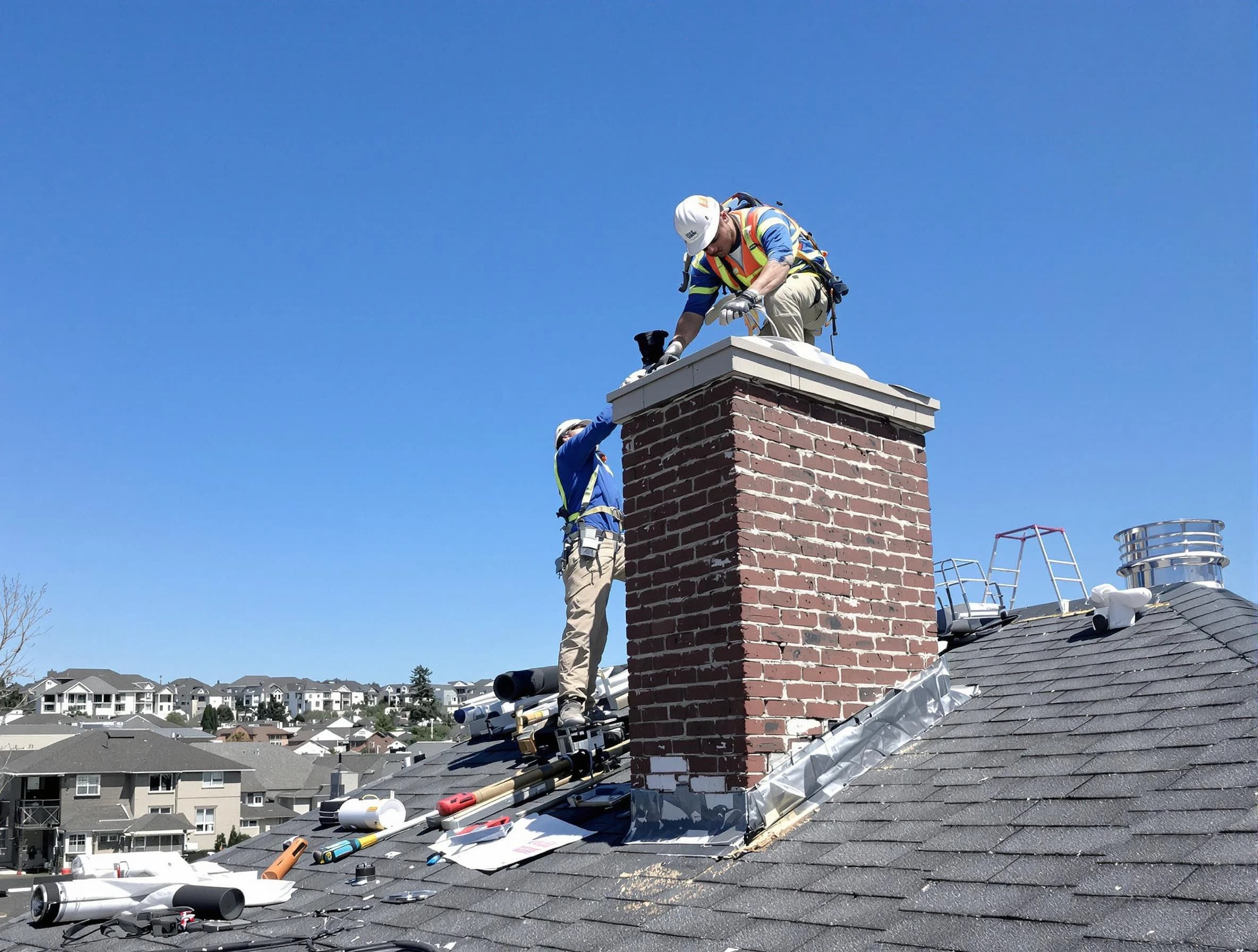 Marlboro Chimney Sweep repairing a chimney crown in Marlboro, NJ