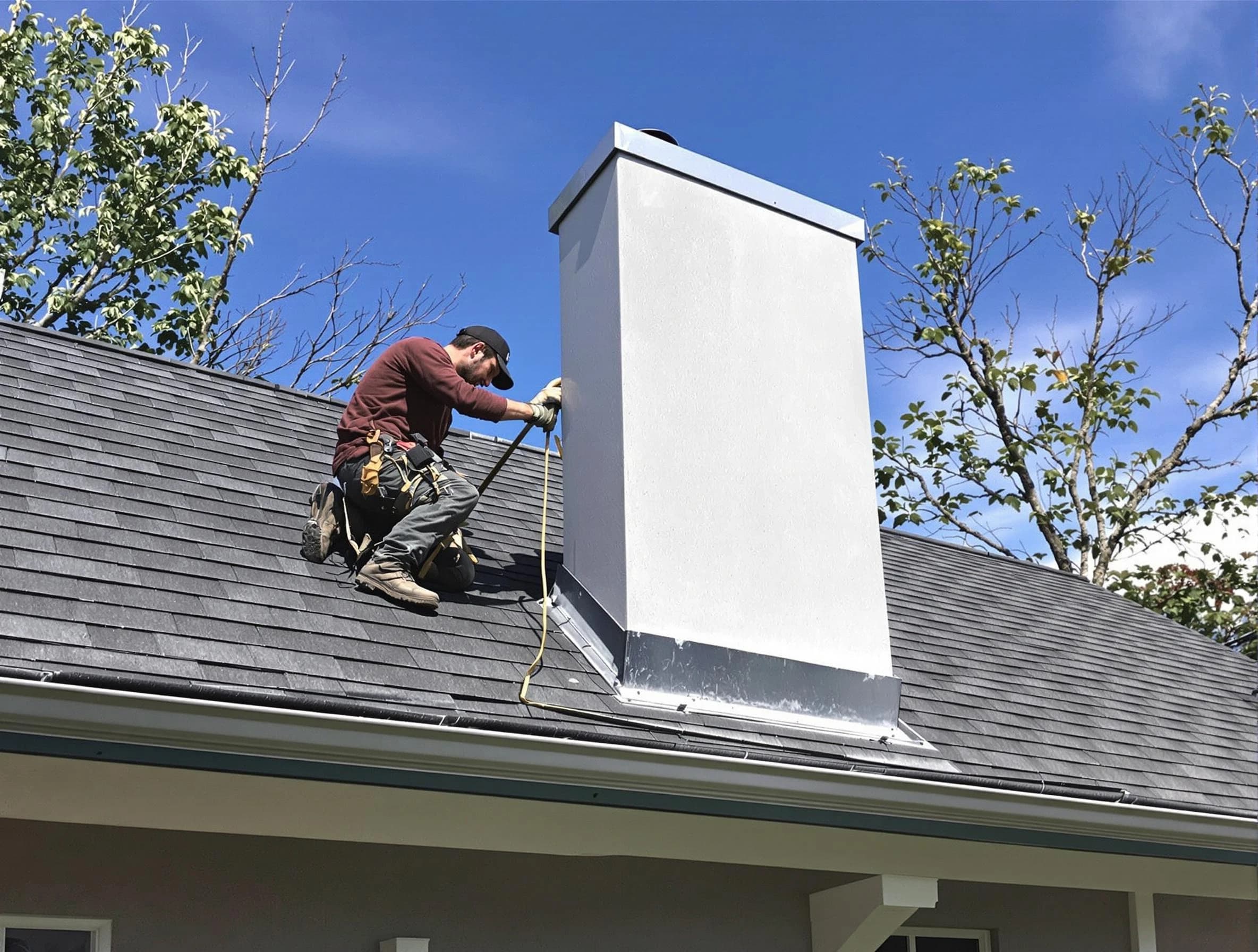 Marlboro Chimney Sweep team member finishing chimney construction in Marlboro, NJ