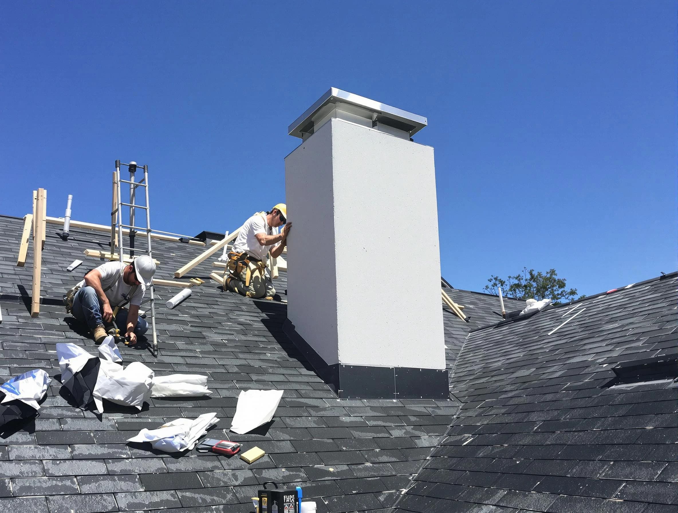 Marlboro Chimney Sweep crew installing a new chimney in Marlboro, NJ