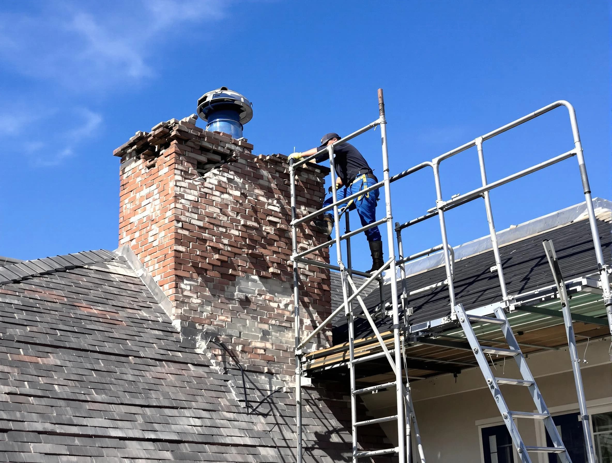 Rebuilding a chimney structure by Marlboro Chimney Sweep in Marlboro, NJ