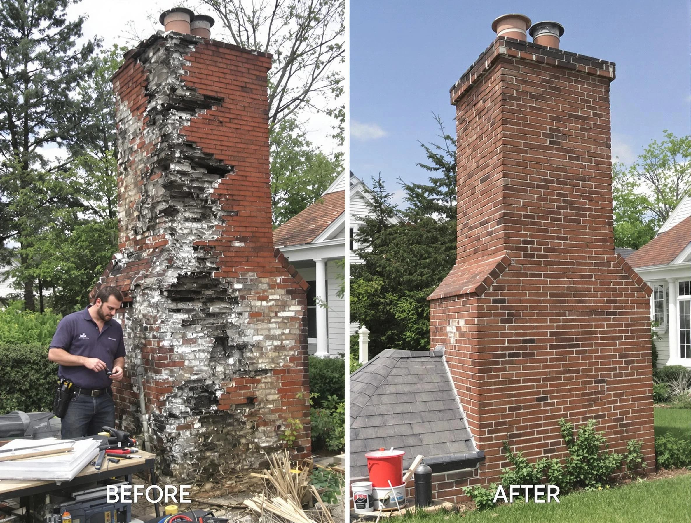 Marlboro Chimney Sweep performing a full chimney restoration in Marlboro, NJ