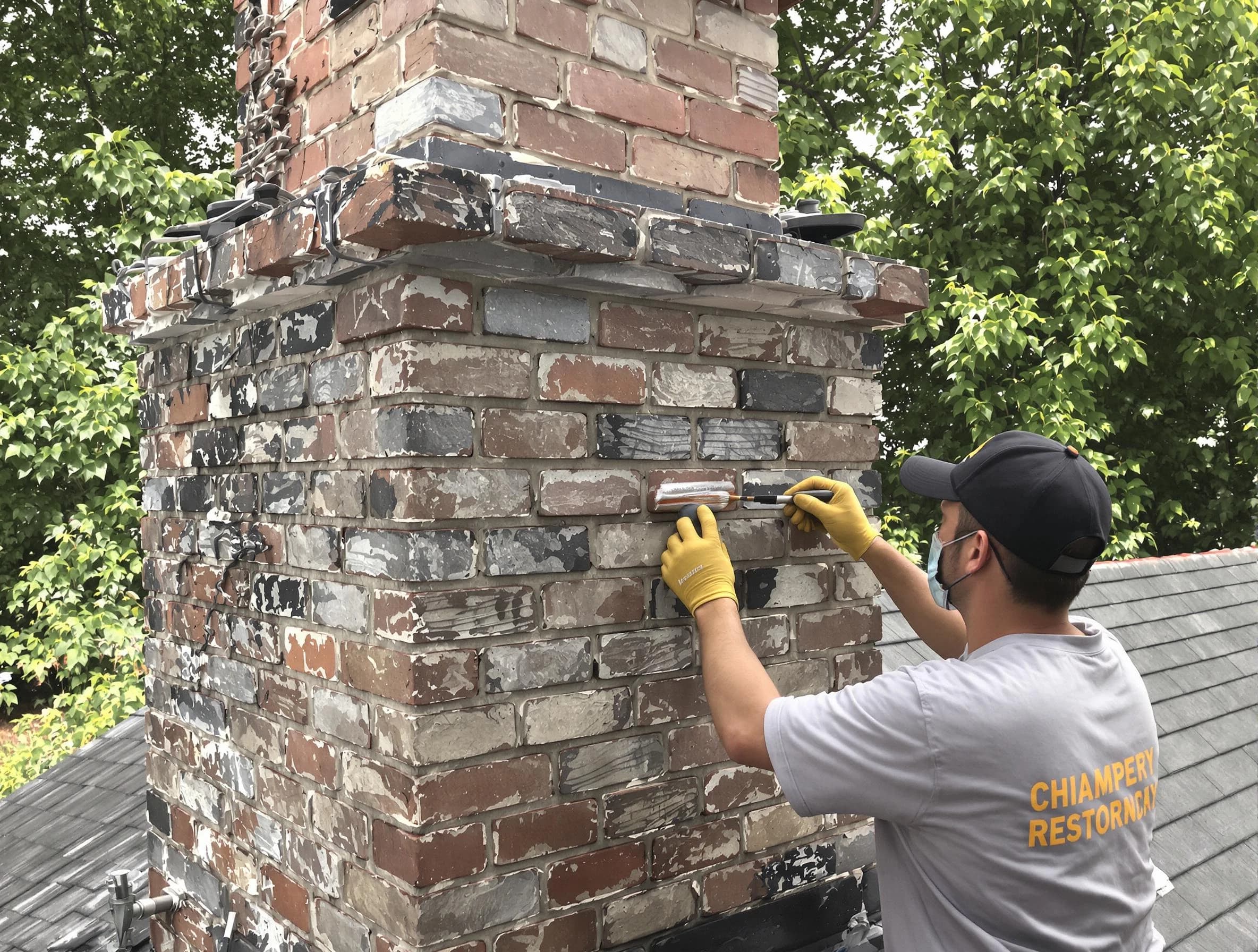 In-progress chimney restoration by Marlboro Chimney Sweep in Marlboro, NJ